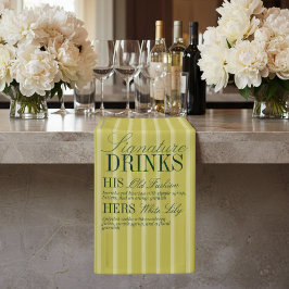 Elegant Chartreuse Stripe Signature Drinks Wedding Spandoek