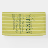 Elegant Chartreuse Stripe Signature Drinks Wedding Spandoek (Horizontaal)
