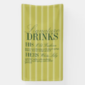 Elegant Chartreuse Stripe Signature Drinks Wedding Spandoek (Verticaal)
