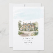 Elegant Chateau English Manor Destination Wedding Kaart (Achterkant)
