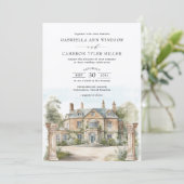 Elegant Chateau English Manor Destination Wedding Kaart (Staand voorkant)