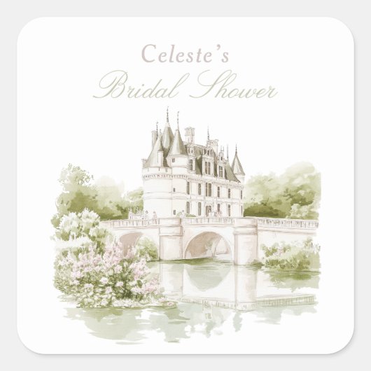 Elegant Chateau Franse Romance Vrijgezellenfeest Vierkante Sticker (Voorkant)
