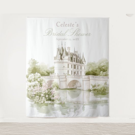 Elegant Chateau French Romance Bridal Shower  Wandkleed (Voorkant)