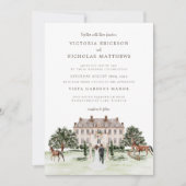 Elegant Chateau | Waterverf Engels Manor Wedding Kaart (Voorkant)