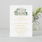 Elegant Chateau | Waterverf Manor Wedding Folie Uitnodiging (Staand Voorkant)