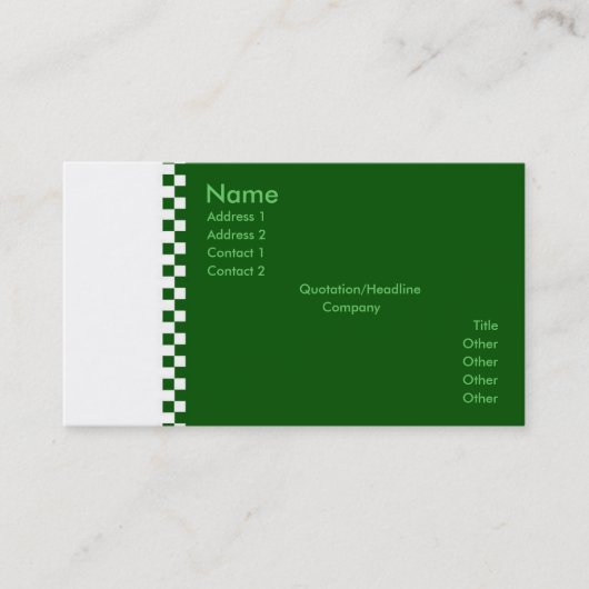 Elegant Checker Profile Card Visitekaartje (Voorkant)