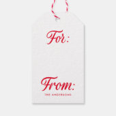 Elegant Cheer Red Script Kerstvakantie Cadeaulabel (Achterkant)