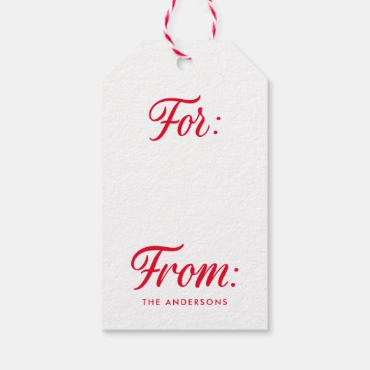 Elegant Cheer Red Script Kerstvakantie Cadeaulabel (Achterkant)