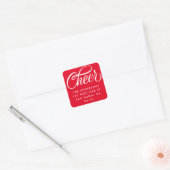 Elegant Cheer Script Kerst retour adres rood Vierkante Sticker (Envelop)