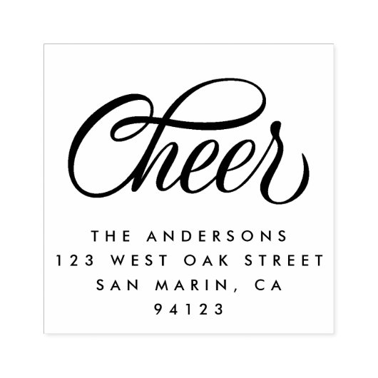 Elegant Cheer Script Kerst retour adres Rubberstempel (Afrduk)