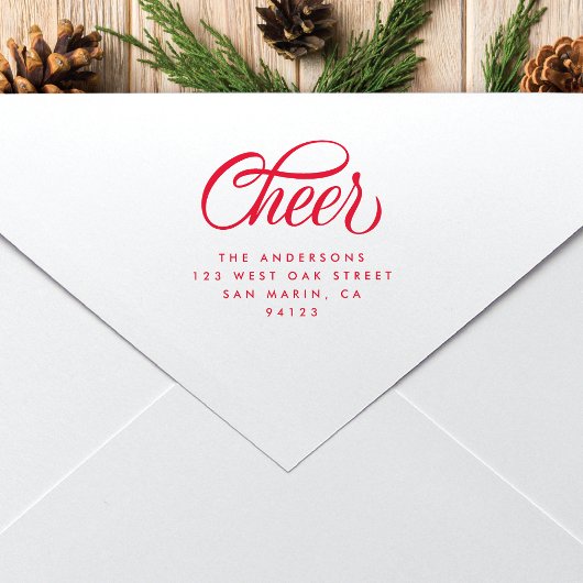 Elegant Cheer Script Kerst retour adres Rubberstempel