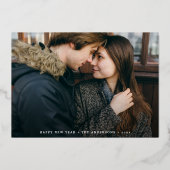 Elegant Cheer Script Photo nieuwjaar Folie Feestdagenkaart (Voorkant)