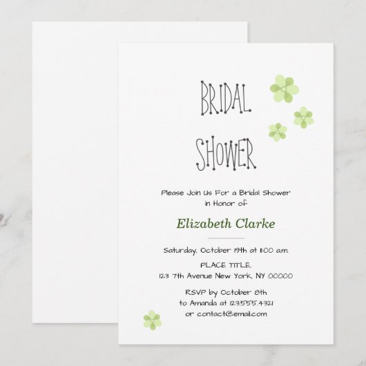 Elegant Cheerful Bridal Shower Invitation Kaart (Voorkant / Achterkant)