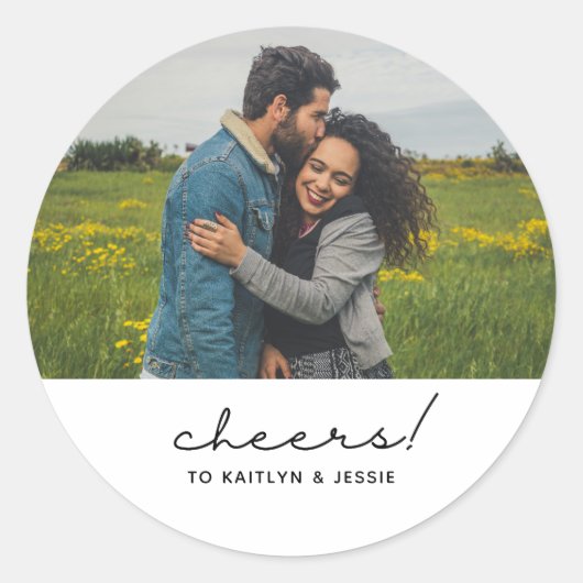 Elegant Cheers Engagement Party - Aangepaste foto Ronde Sticker (Voorkant)