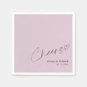 Elegant Cheers Hand Lettering Lila bruiloft Servet (Voorkant)