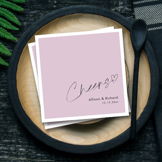 Elegant Cheers Hand Lettering Lila bruiloft Servet