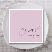 Elegant Cheers Hand Lettering Lila bruiloft Servet