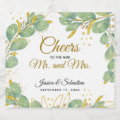 Elegant Cheers Mr en Mrs Eucalyptus Wedding Sparkling Wijnetiket (Enkel label)