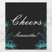 Elegant Cheers Naam Zwart Wijn Etiket (Enkel label)