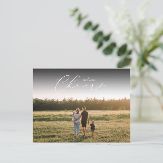 Elegant Cheers New Years Card Landscape Briefkaart (Staand voorkant)