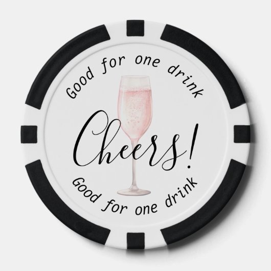 Elegant Cheers Roze Fizz Drink bruiloft Poker Chips (Voorkant)