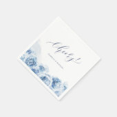 Elegant cheers schrift blue waterverf floral servet (Hoek)