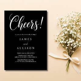 Elegant Cheers Script Black Wedding Invitation Kaart
