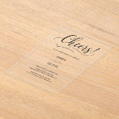 Elegant Cheers Script Clear Acryl Wedding Acryl Uitnodigingen (Laagn)