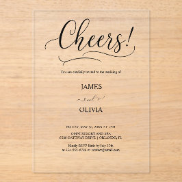 Elegant Cheers Script Clear Acryl Wedding Uitnodigingen
