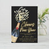 Elegant Cheers The To New Year  Holiday Party Kaart (Staand voorkant)