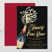 Elegant Cheers The To New Year  Holiday Party Kaart (Voorkant / Achterkant)