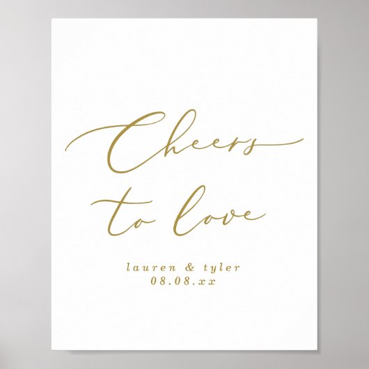 Elegant Cheers to Love Gold Personalized Sign Poster (Voorkant)