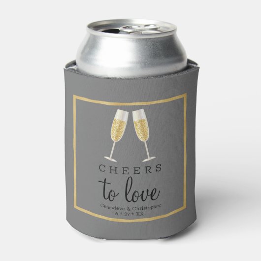Elegant Cheers to Love Gold Wedding Champagne Blikjeskoeler (Blikje Voorkant)