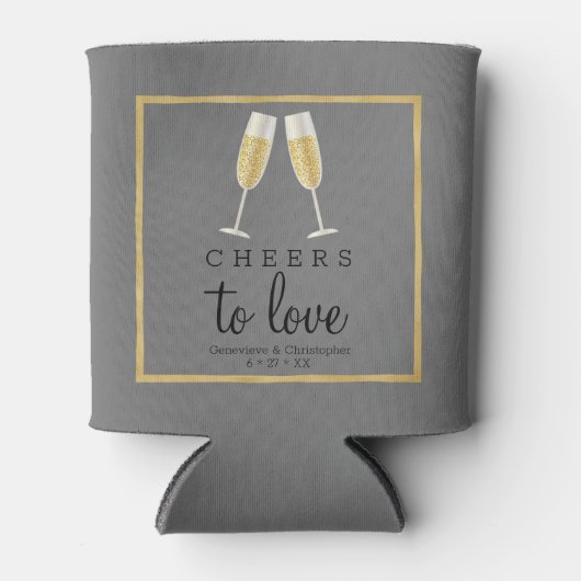 Elegant Cheers to Love Gold Wedding Champagne Blikjeskoeler (Voorkant)