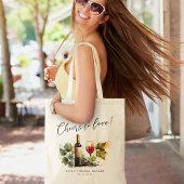 Elegant Cheers to Love Wine Theme Waterverf Tote Bag