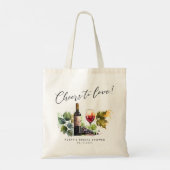 Elegant Cheers to Love Wine Theme Waterverf Tote Bag (Achterkant)