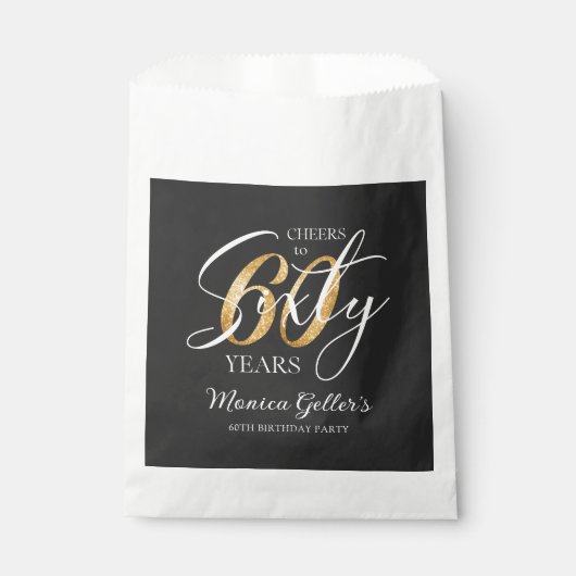 Elegant Cheers to Sixty | 60e verjaardag van Black Bedankzakje (Voorkant)