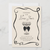 Elegant Cheers to the New Year Invitation Kaart (Voorkant)