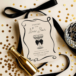 Elegant Cheers to the New Year Invitation Kaart