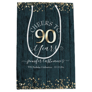 Elegant Cheers tot 90 jaar verjaardag Medium Cadeauzakje