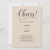 Elegant Cheers! Warm Beige Modern Script Wedding Kaart (Voorkant)