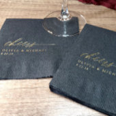 Elegant Cheers Wedding Black and Gold Folie Servetten