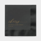 Elegant Cheers Wedding Black and Gold Folie Servetten (Voorkant)