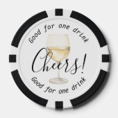 Elegant Cheers Witte Wijn Drink bruiloft Poker Chips (Voorkant)