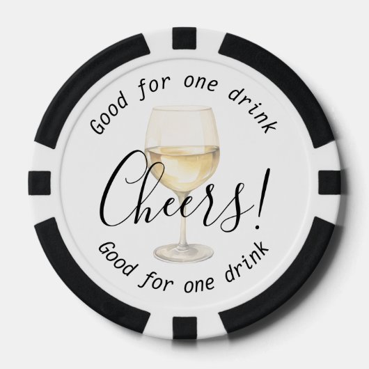 Elegant Cheers Witte Wijn Drink bruiloft Poker Chips (Voorkant)