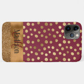 Elegant Cheetah Gold Burgundy Monogram Metallic Case-Mate iPhone Case (Achterkant (horizontaal))