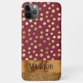 Elegant Cheetah Gold Burgundy Monogram Metallic Case-Mate iPhone Case (Achterkant)