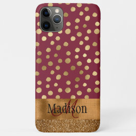 Elegant Cheetah Gold Burgundy Monogram Metallic Case-Mate iPhone Case