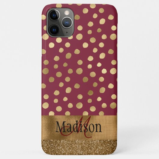 Elegant Cheetah Gold Burgundy Monogram Metallic Case-Mate iPhone Case (Achterkant)