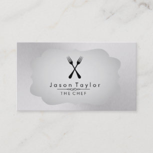Elegant Chef Catering Retro Cross Fork Wit Staal Visitekaartje